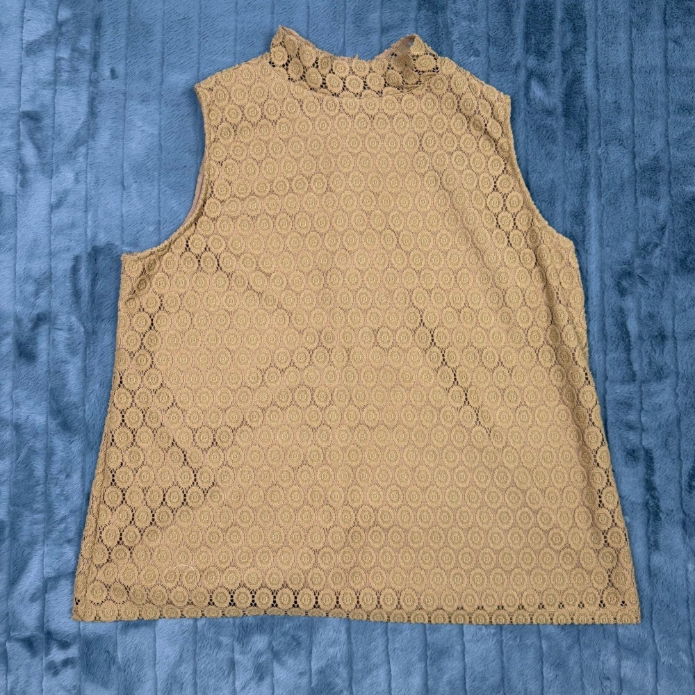 Charter Club Woman Camel Tan Floral Lace Mock Neck Sleeveless Blouse Top 3X